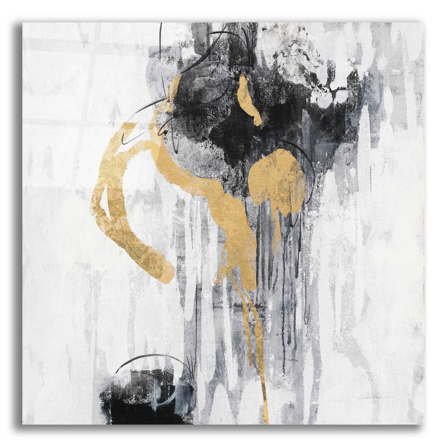 Epic Art 'Golden Rain I' by Silvia Vassileva, Acrylic Glass Wall Art