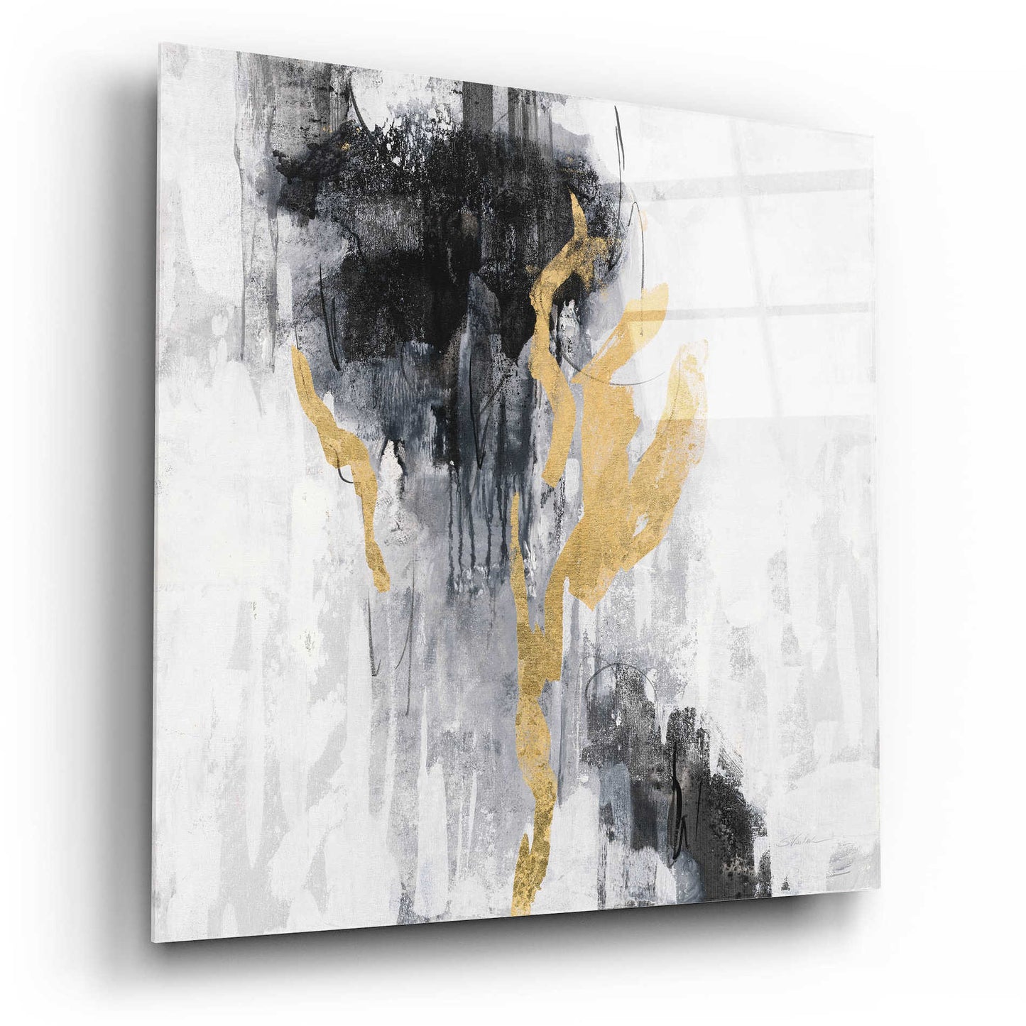 Epic Art 'Golden Rain II' by Silvia Vassileva, Acrylic Glass Wall Art,12x12