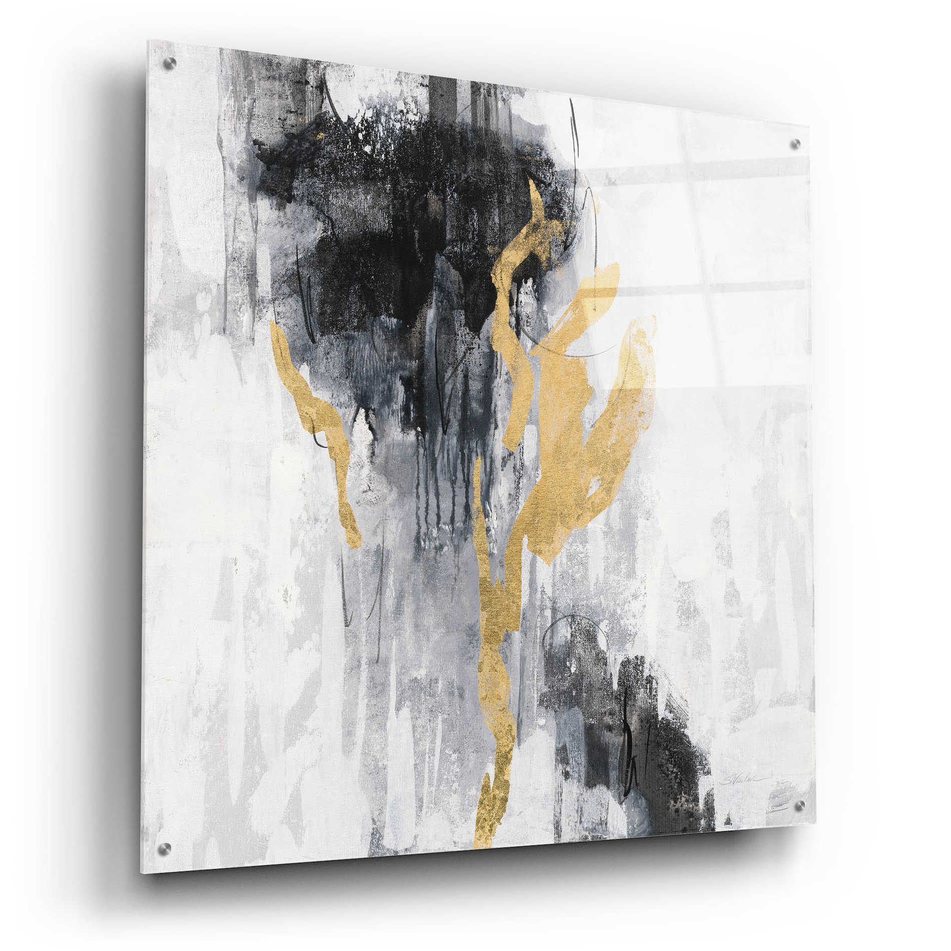 Epic Art 'Golden Rain II' by Silvia Vassileva, Acrylic Glass Wall Art,36x36