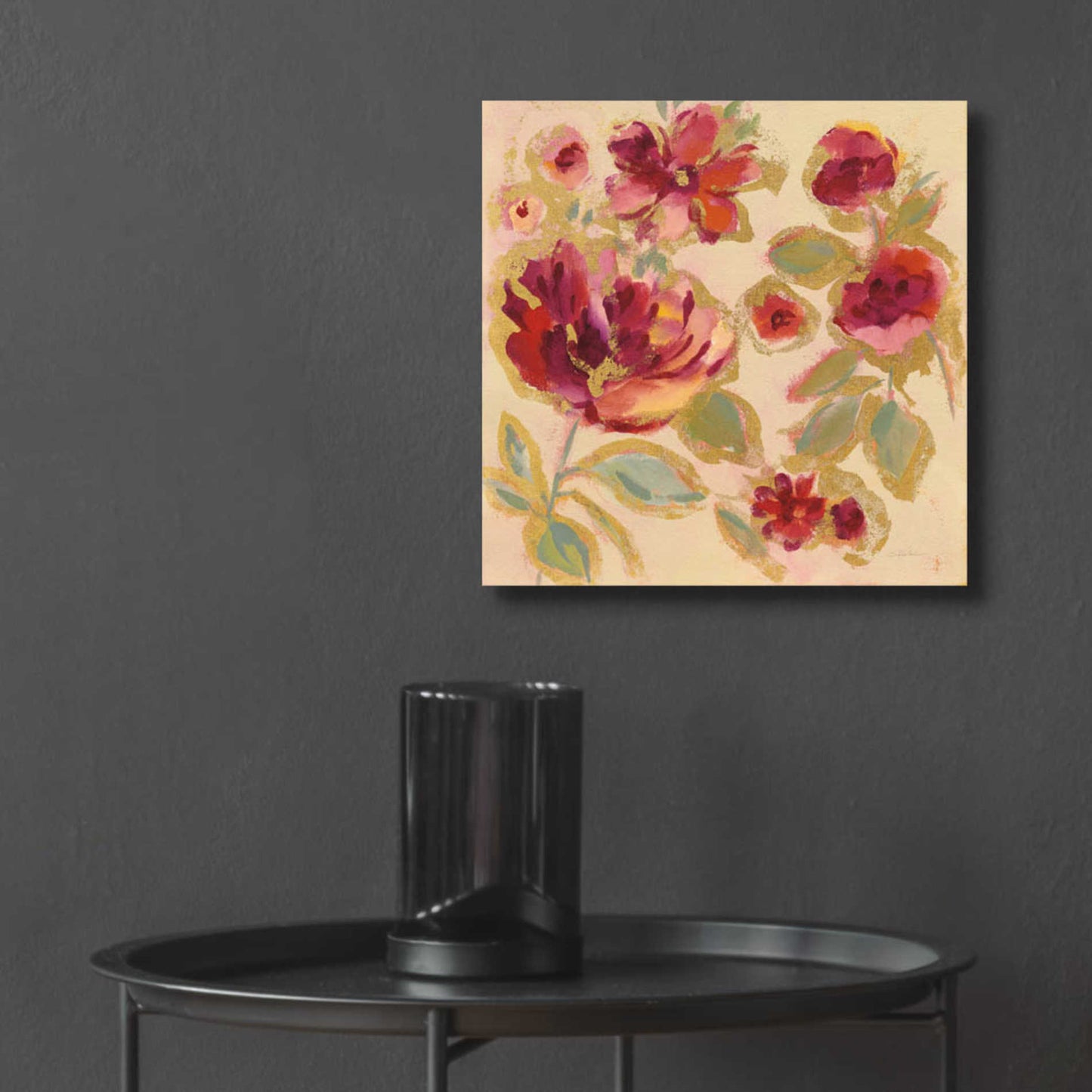 Epic Art 'Gilded Loose Floral I' by Silvia Vassileva, Acrylic Glass Wall Art,12x12