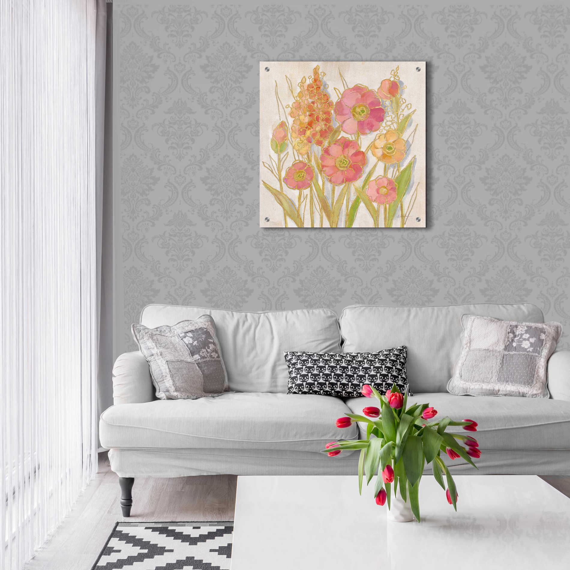 Epic Art 'Opalescent Floral I' by Silvia Vassileva, Acrylic Glass Wall Art,24x24