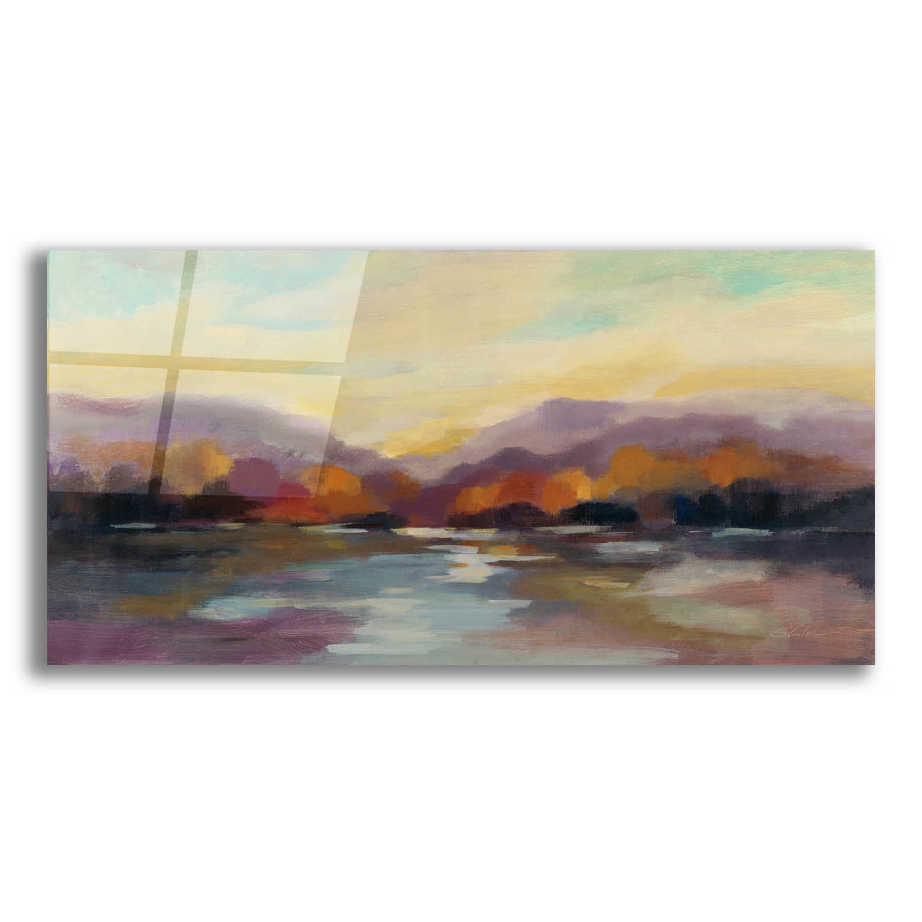 Epic Art 'Fall Sunset' by Silvia Vassileva, Acrylic Glass Wall Art,24x12