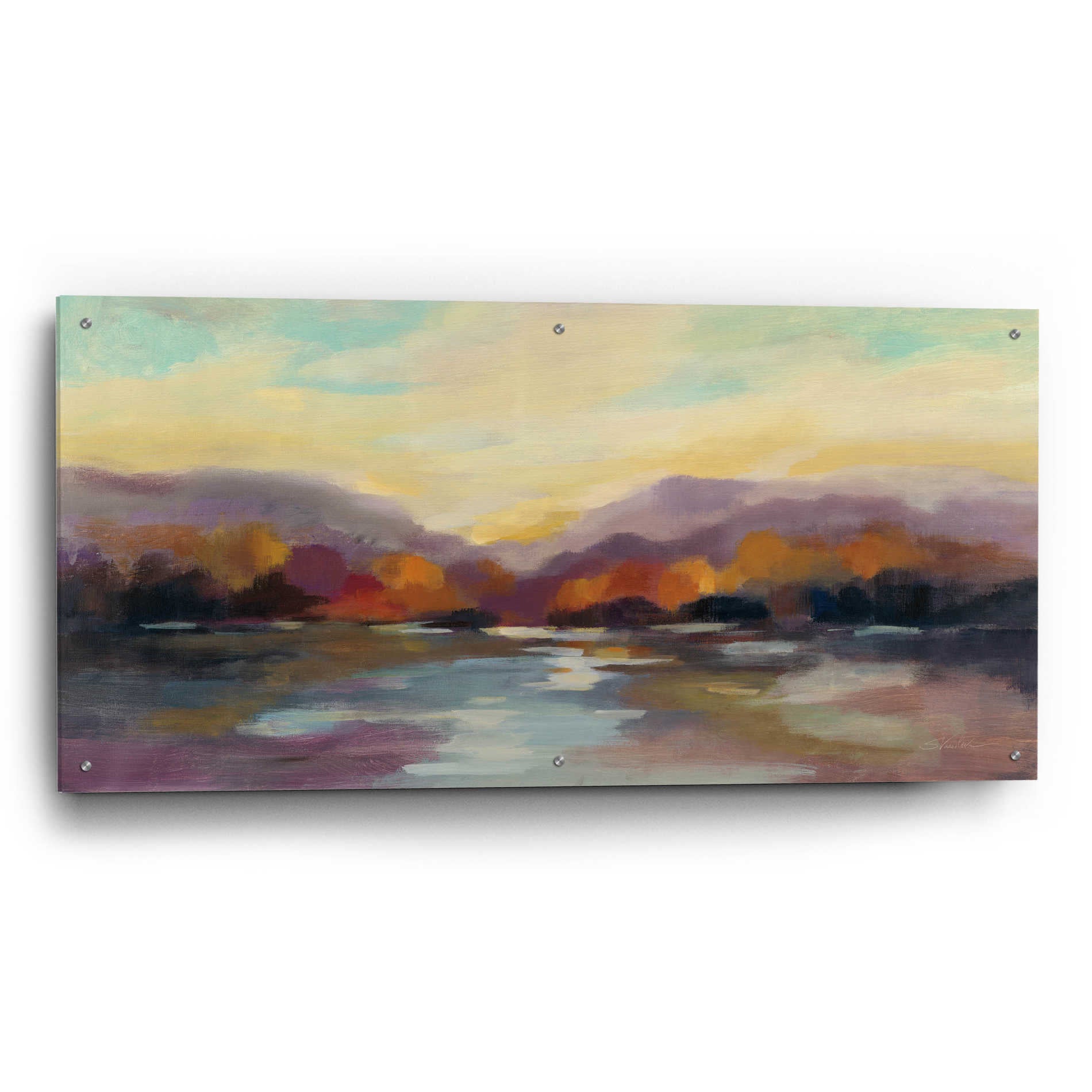 Epic Art 'Fall Sunset' by Silvia Vassileva, Acrylic Glass Wall Art,48x24