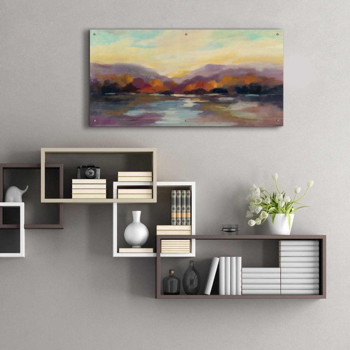 Epic Art 'Fall Sunset' by Silvia Vassileva, Acrylic Glass Wall Art,48x24