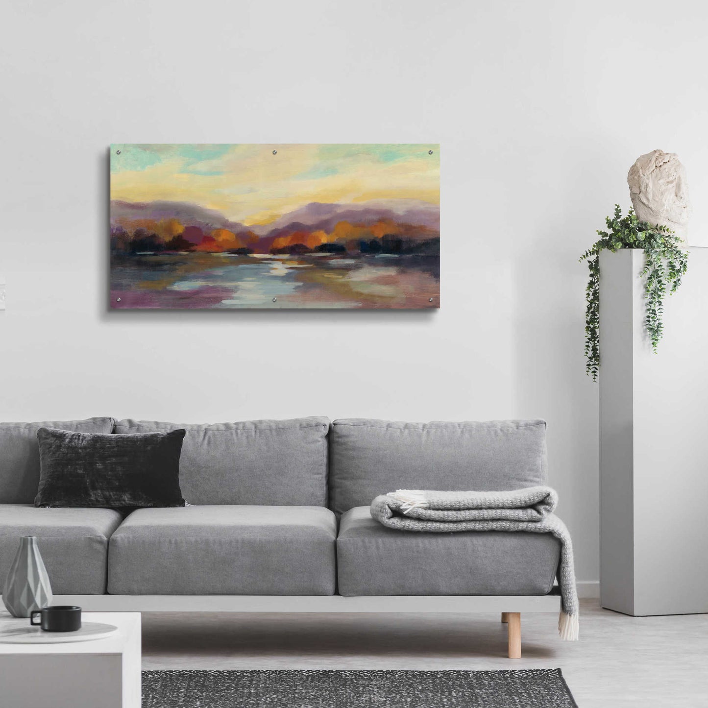 Epic Art 'Fall Sunset' by Silvia Vassileva, Acrylic Glass Wall Art,48x24