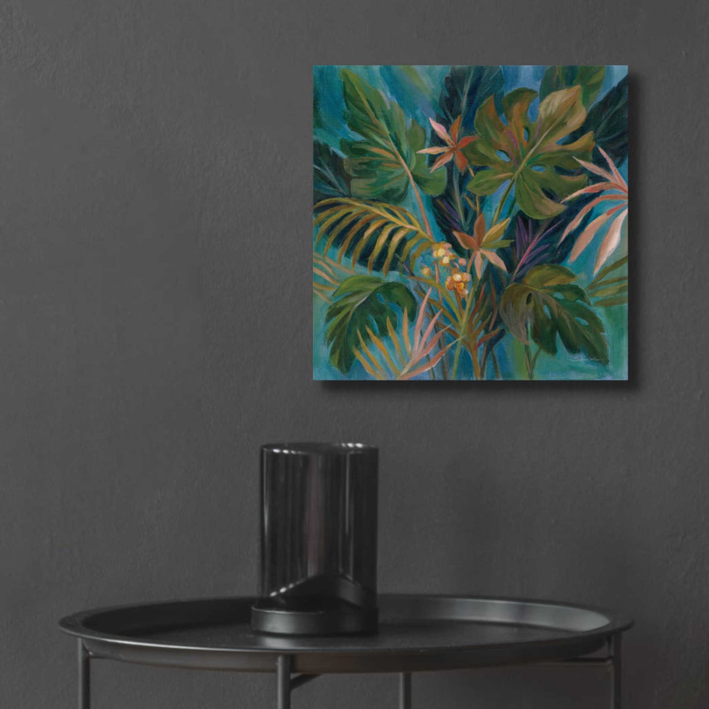 Epic Art 'Midnight Tropical Leaves' by Silvia Vassileva, Acrylic Glass Wall Art,12x12