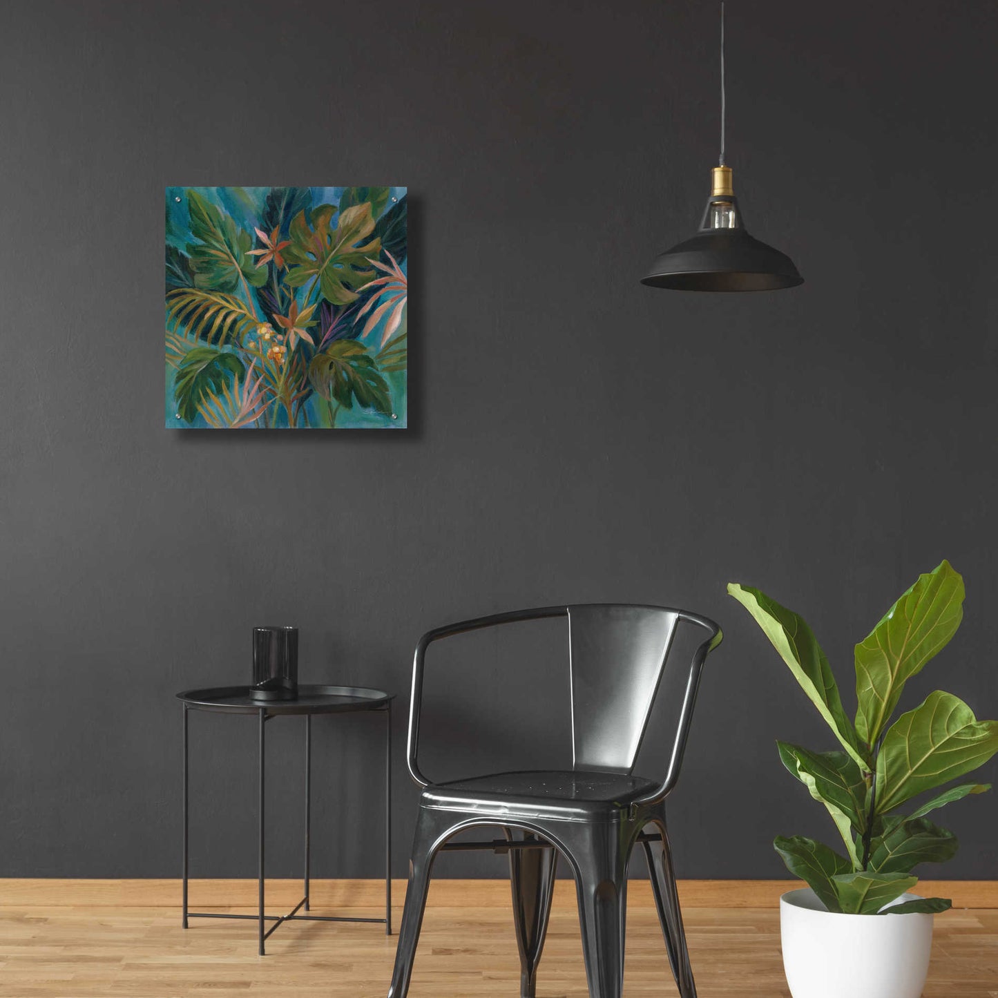 Epic Art 'Midnight Tropical Leaves' by Silvia Vassileva, Acrylic Glass Wall Art,24x24