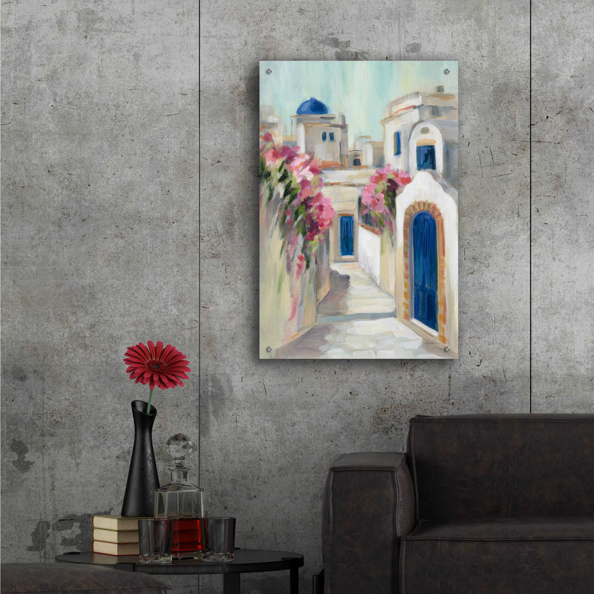 Epic Art 'Santorini Street I' by Silvia Vassileva, Acrylic Glass Wall Art,24x36