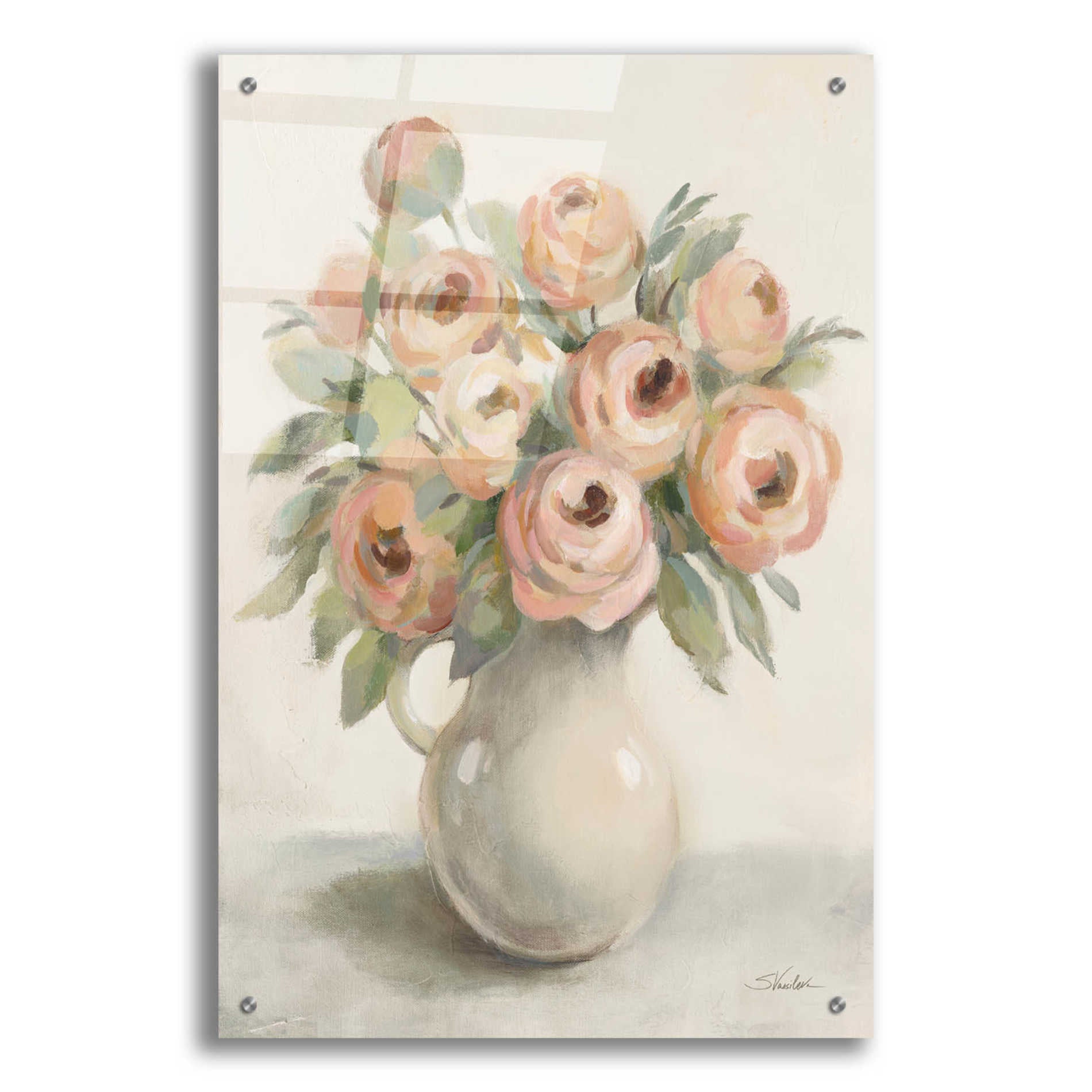 Epic Art 'Blush Flowers in a Jug' by Silvia Vassileva, Acrylic Glass Wall Art,24x36