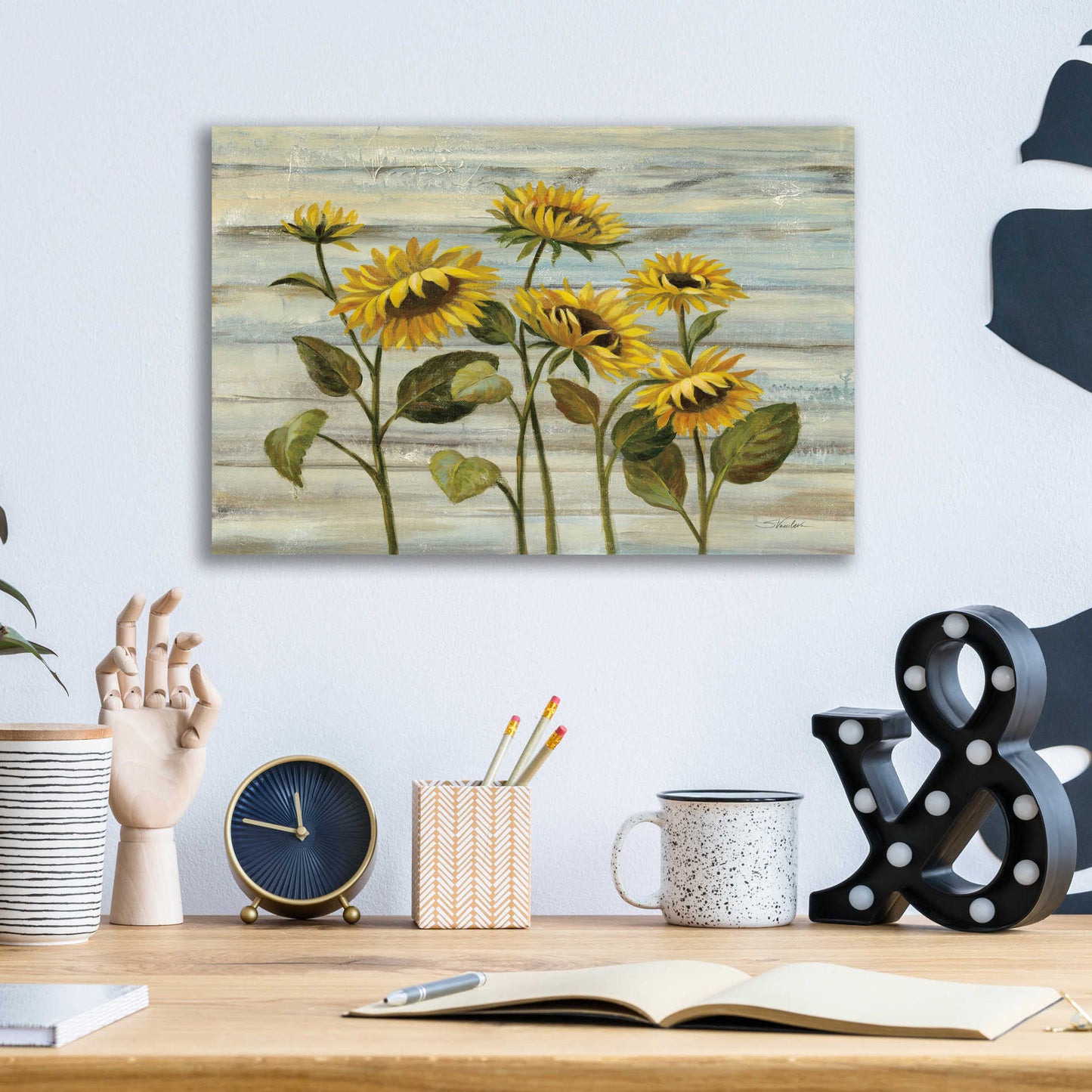 Epic Art 'Cottage Sunflowers' by Silvia Vassileva, Acrylic Glass Wall Art,16x12