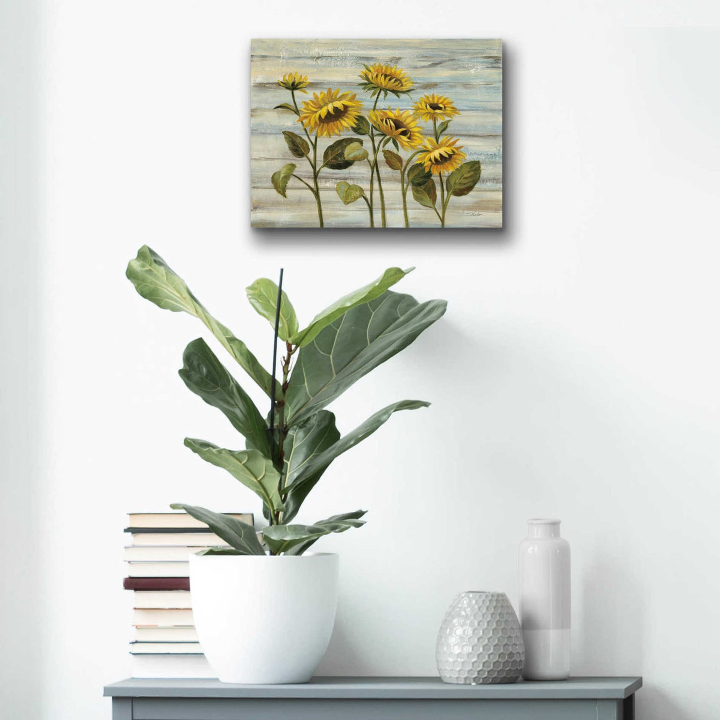 Epic Art 'Cottage Sunflowers' by Silvia Vassileva, Acrylic Glass Wall Art,16x12