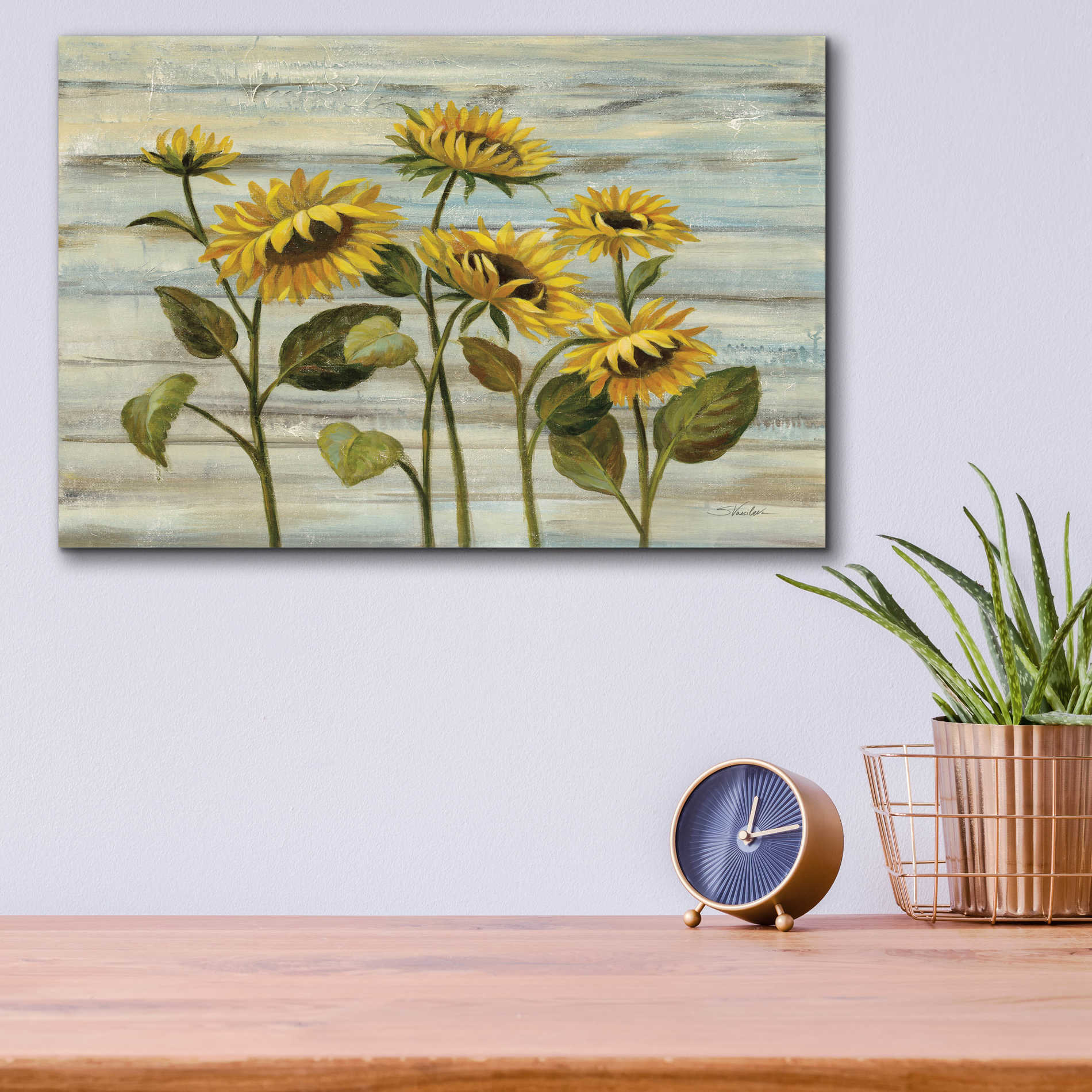 Epic Art 'Cottage Sunflowers' by Silvia Vassileva, Acrylic Glass Wall Art,16x12