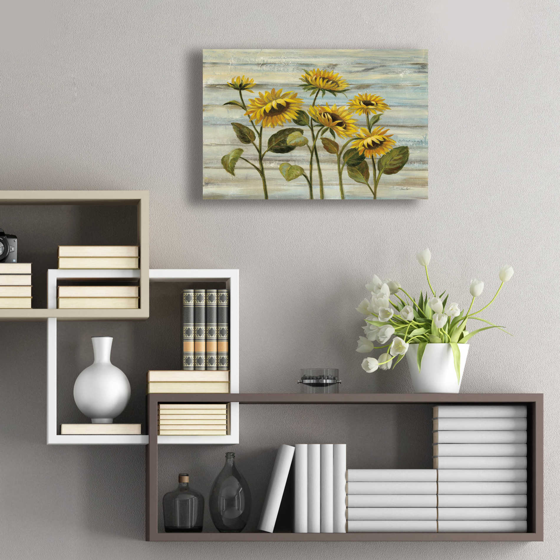 Epic Art 'Cottage Sunflowers' by Silvia Vassileva, Acrylic Glass Wall Art,24x16