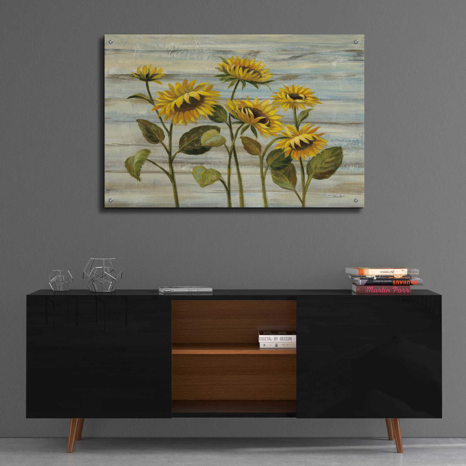 Epic Art 'Cottage Sunflowers' by Silvia Vassileva, Acrylic Glass Wall Art,36x24