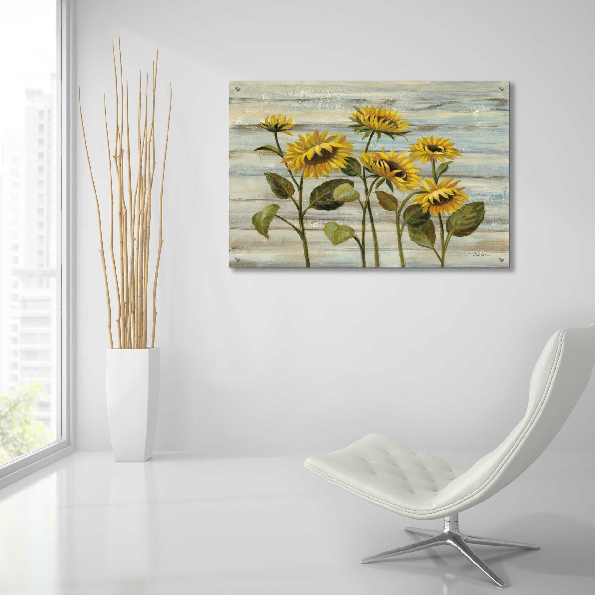 Epic Art 'Cottage Sunflowers' by Silvia Vassileva, Acrylic Glass Wall Art,36x24