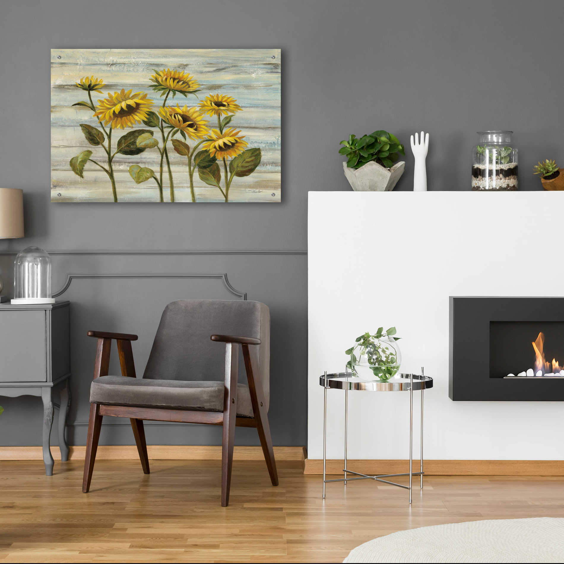 Epic Art 'Cottage Sunflowers' by Silvia Vassileva, Acrylic Glass Wall Art,36x24