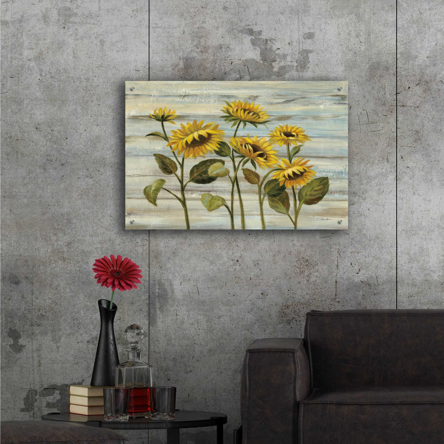 Epic Art 'Cottage Sunflowers' by Silvia Vassileva, Acrylic Glass Wall Art,36x24