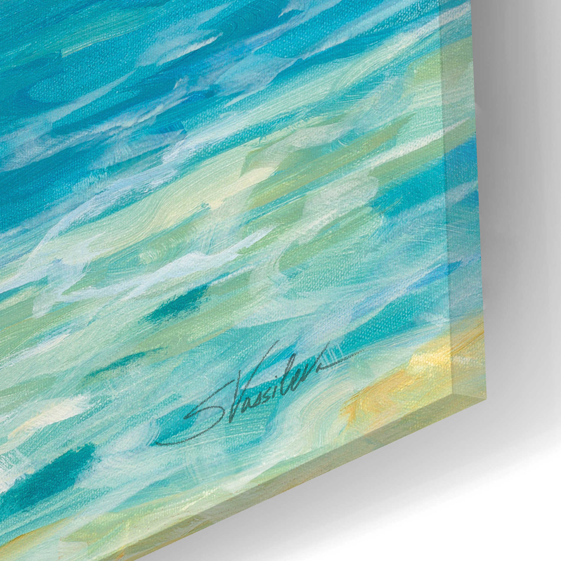 Epic Art 'Caribbean Sea Reflections' by Silvia Vassileva, Acrylic Glass Wall Art,24x12