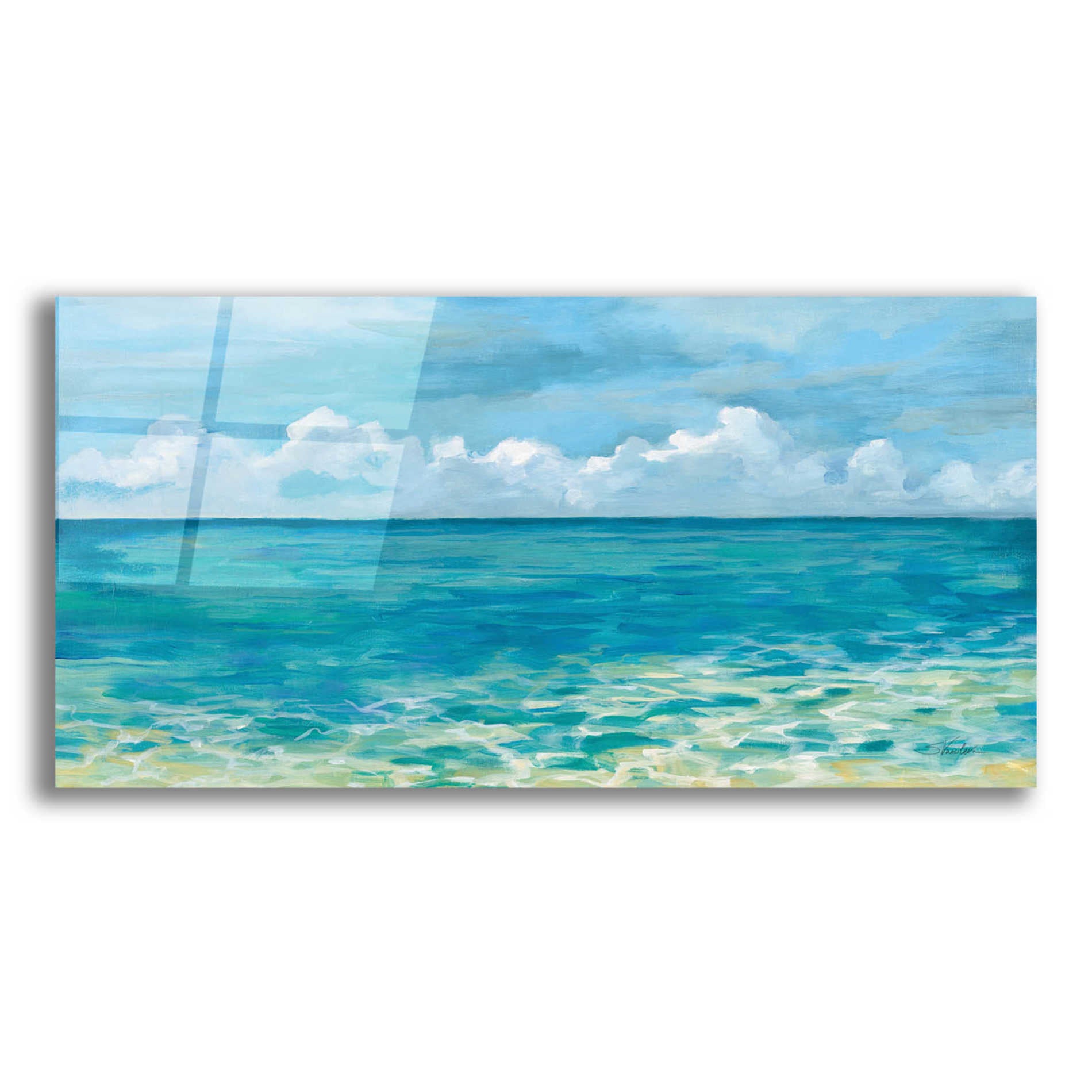 Epic Art 'Caribbean Sea Reflections' by Silvia Vassileva, Acrylic Glass Wall Art,24x12