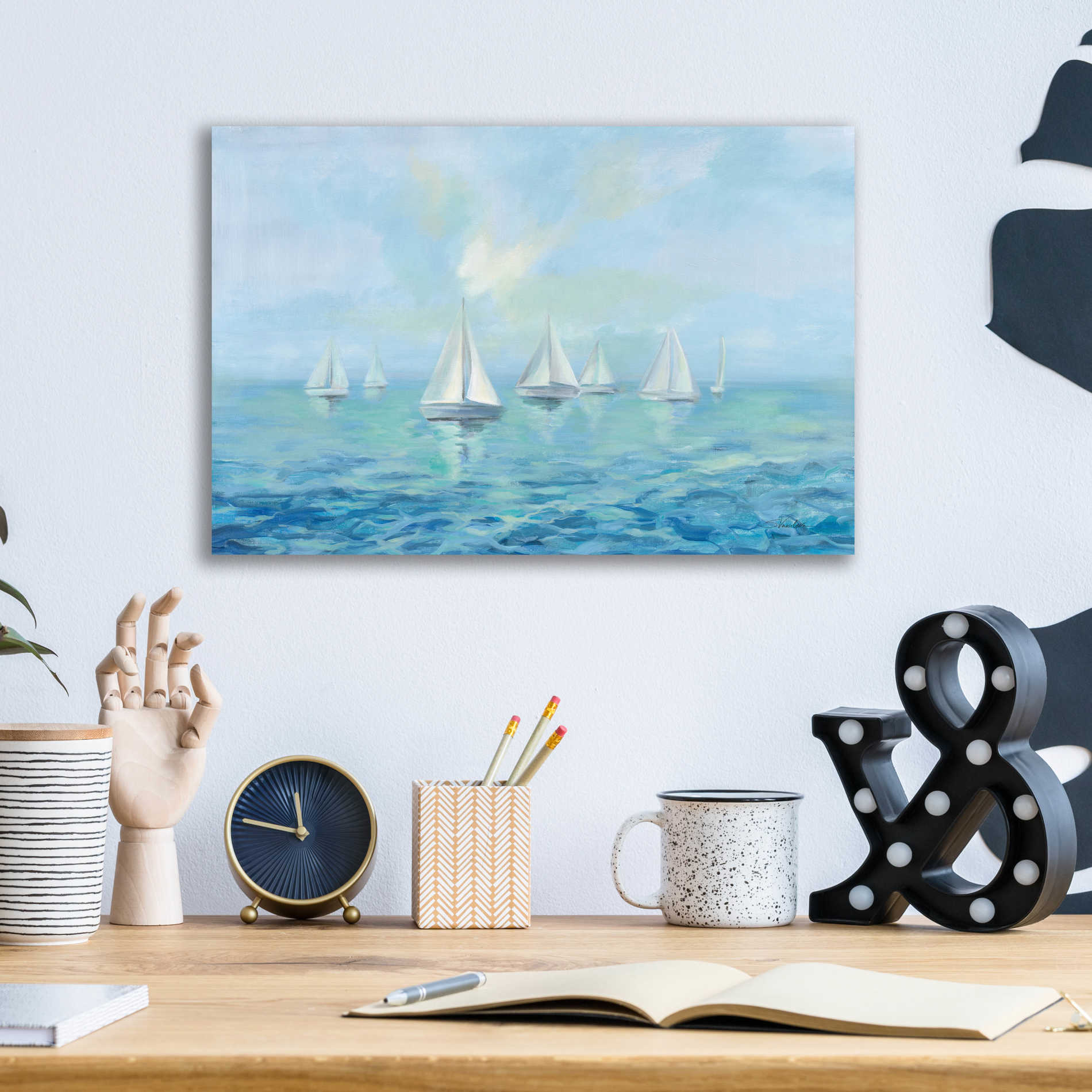 Epic Art 'Boats in the Haze' by Silvia Vassileva, Acrylic Glass Wall Art,16x12