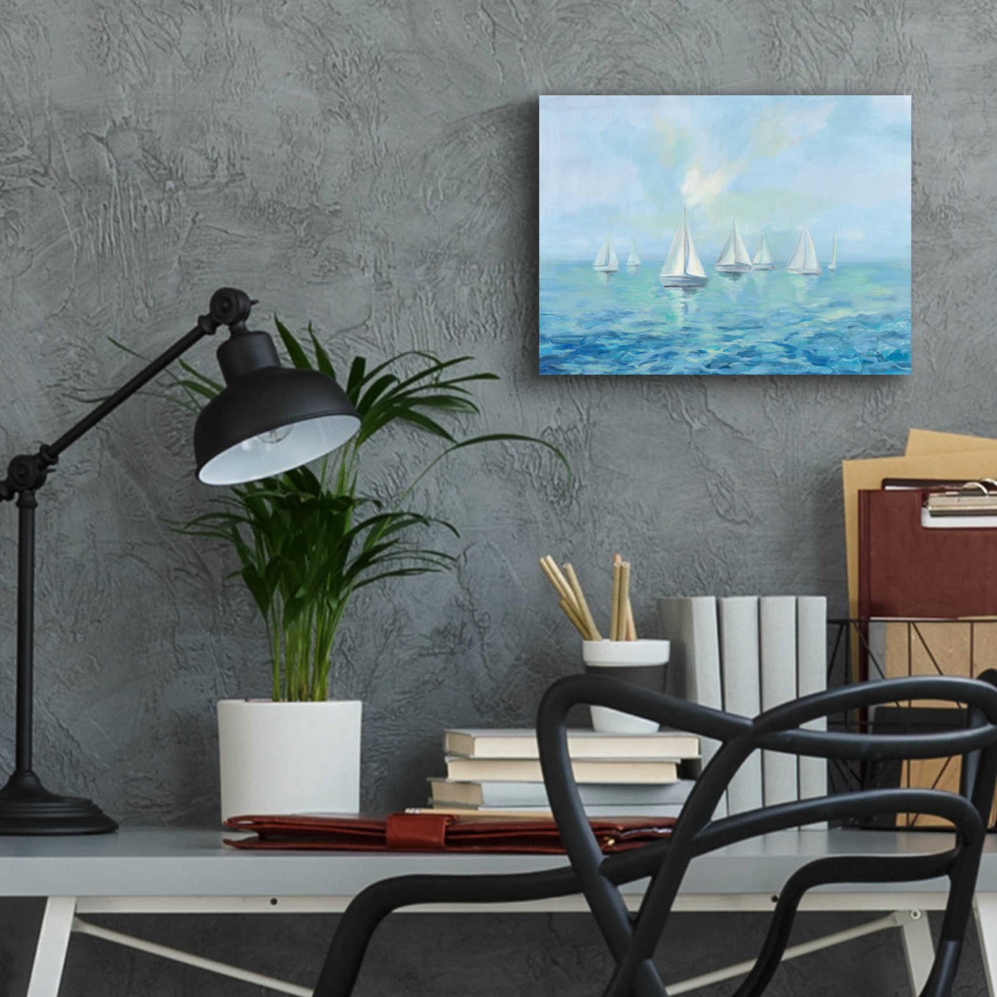 Epic Art 'Boats in the Haze' by Silvia Vassileva, Acrylic Glass Wall Art,16x12