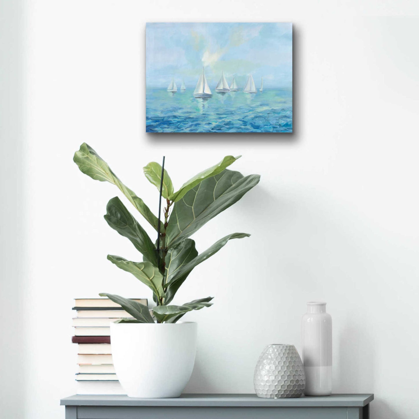 Epic Art 'Boats in the Haze' by Silvia Vassileva, Acrylic Glass Wall Art,16x12