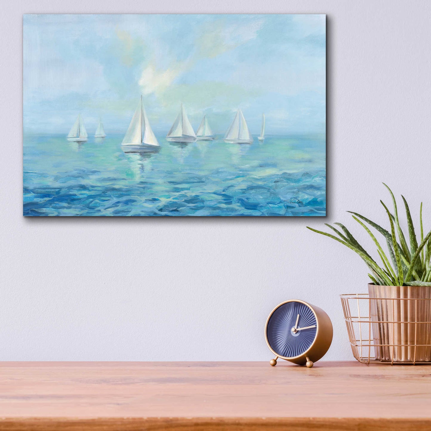 Epic Art 'Boats in the Haze' by Silvia Vassileva, Acrylic Glass Wall Art,16x12