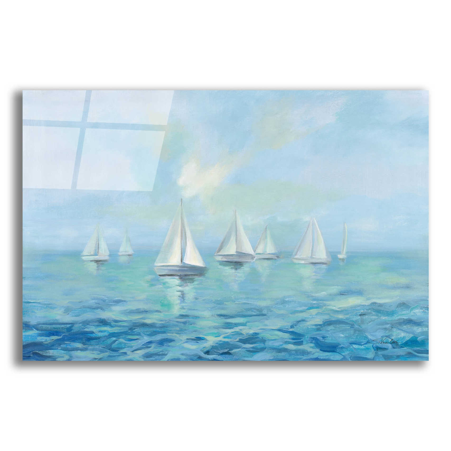 Epic Art 'Boats in the Haze' by Silvia Vassileva, Acrylic Glass Wall Art,16x12