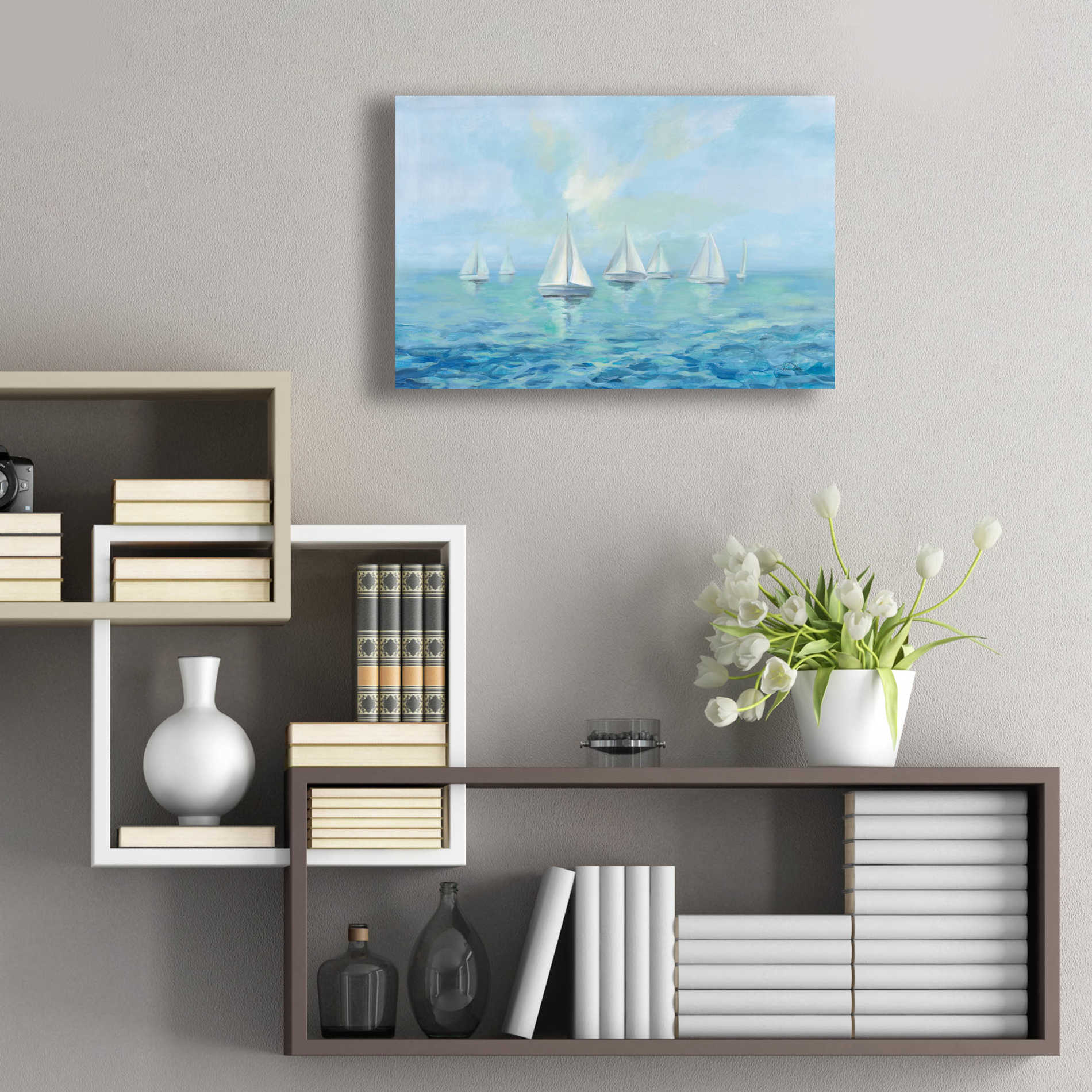 Epic Art 'Boats in the Haze' by Silvia Vassileva, Acrylic Glass Wall Art,24x16