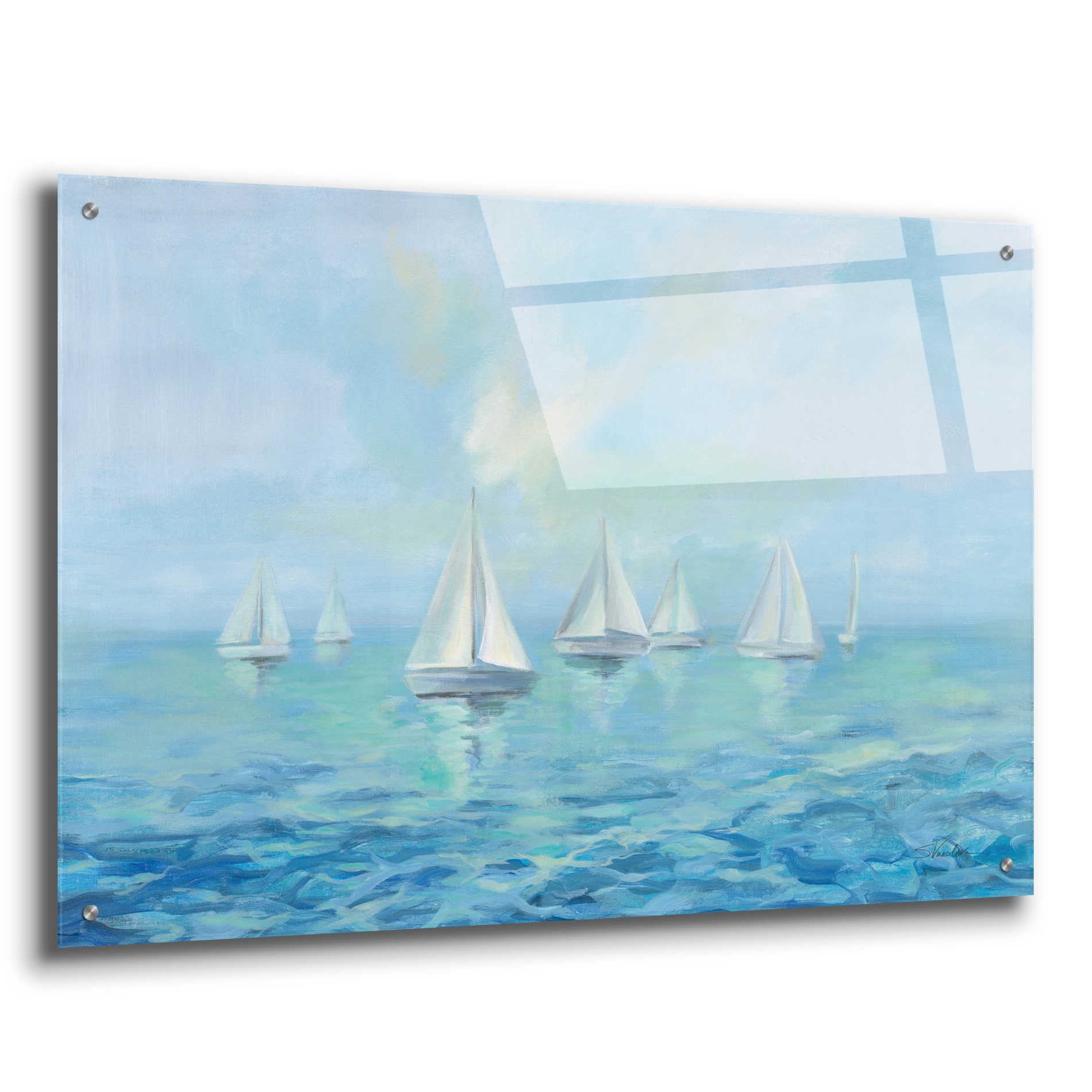 Epic Art 'Boats in the Haze' by Silvia Vassileva, Acrylic Glass Wall Art,36x24