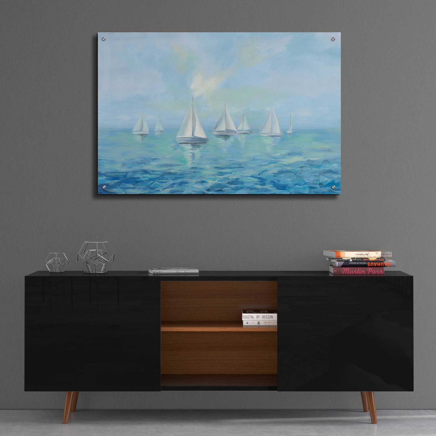 Epic Art 'Boats in the Haze' by Silvia Vassileva, Acrylic Glass Wall Art,36x24