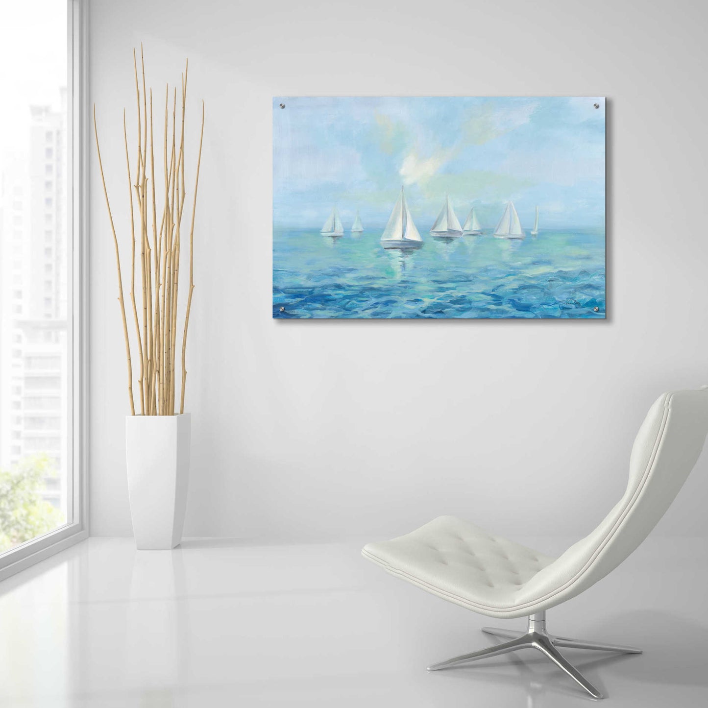 Epic Art 'Boats in the Haze' by Silvia Vassileva, Acrylic Glass Wall Art,36x24