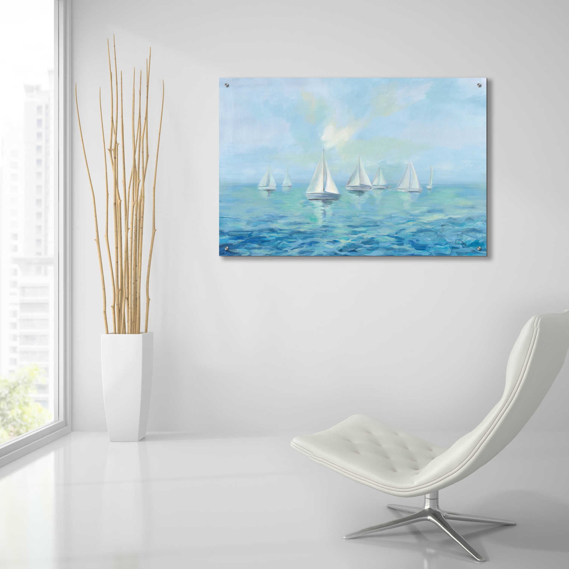 Epic Art 'Boats in the Haze' by Silvia Vassileva, Acrylic Glass Wall Art,36x24