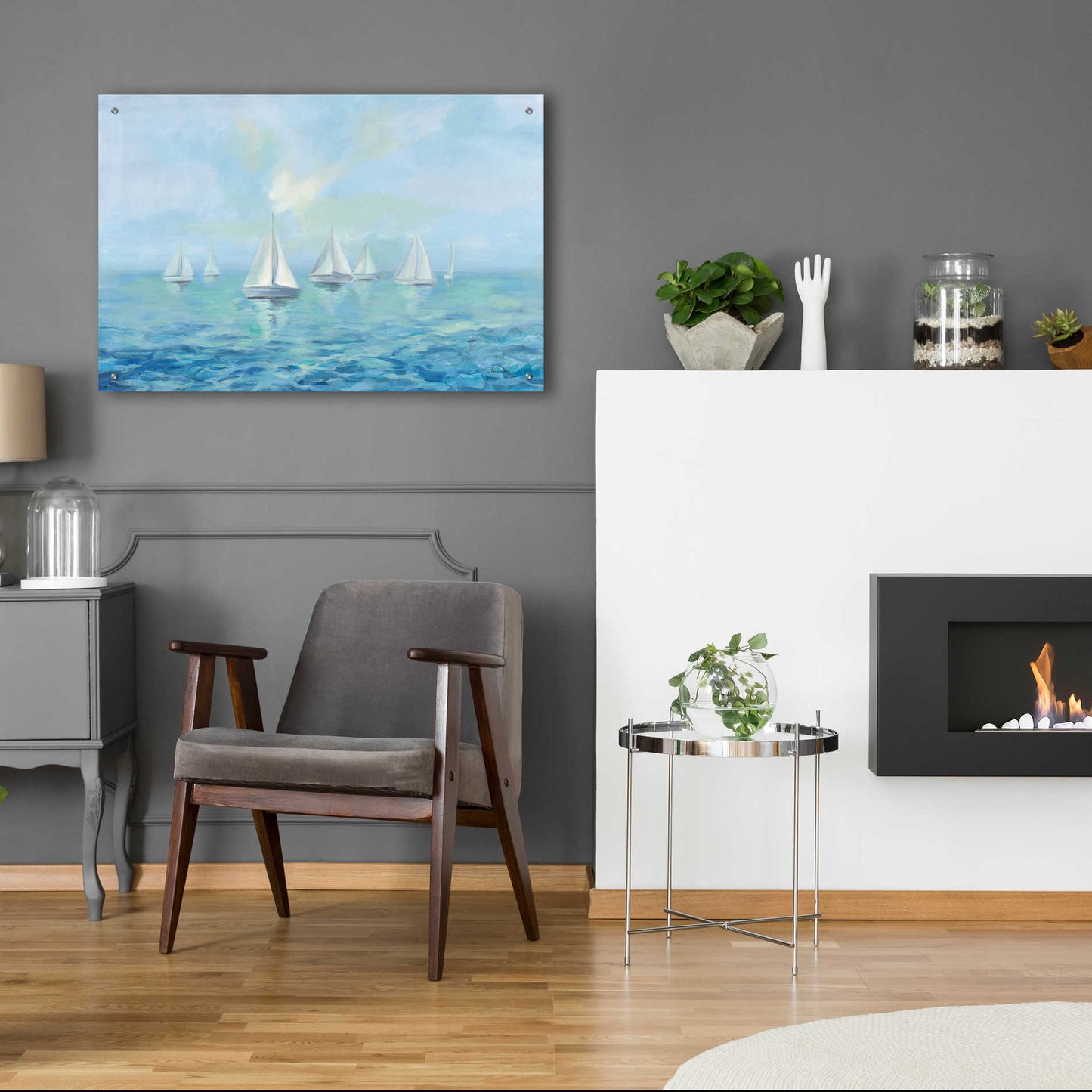 Epic Art 'Boats in the Haze' by Silvia Vassileva, Acrylic Glass Wall Art,36x24