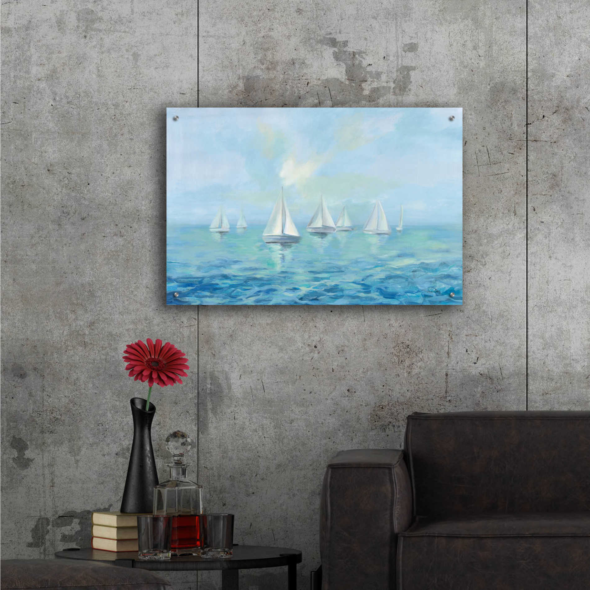 Epic Art 'Boats in the Haze' by Silvia Vassileva, Acrylic Glass Wall Art,36x24