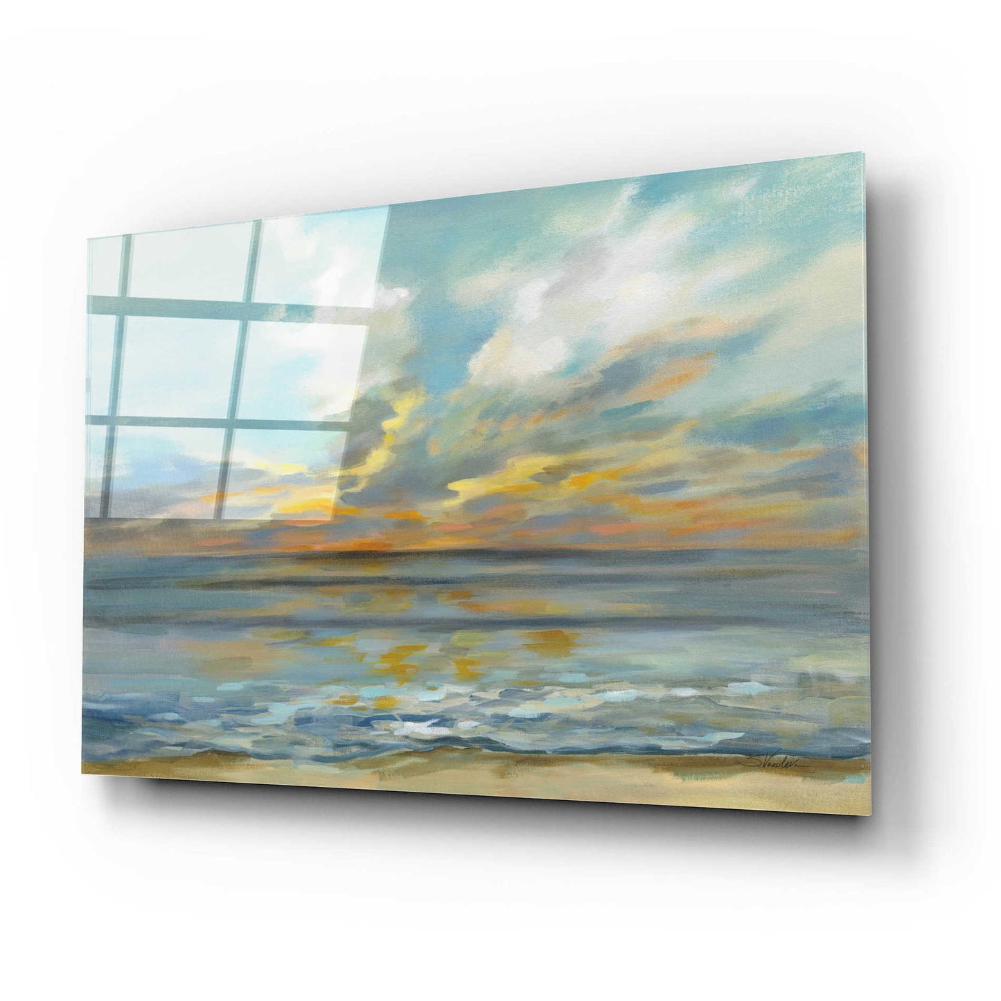 Epic Art 'Rhythmic Sunset Waves' by Silvia Vassileva, Acrylic Glass Wall Art,24x16