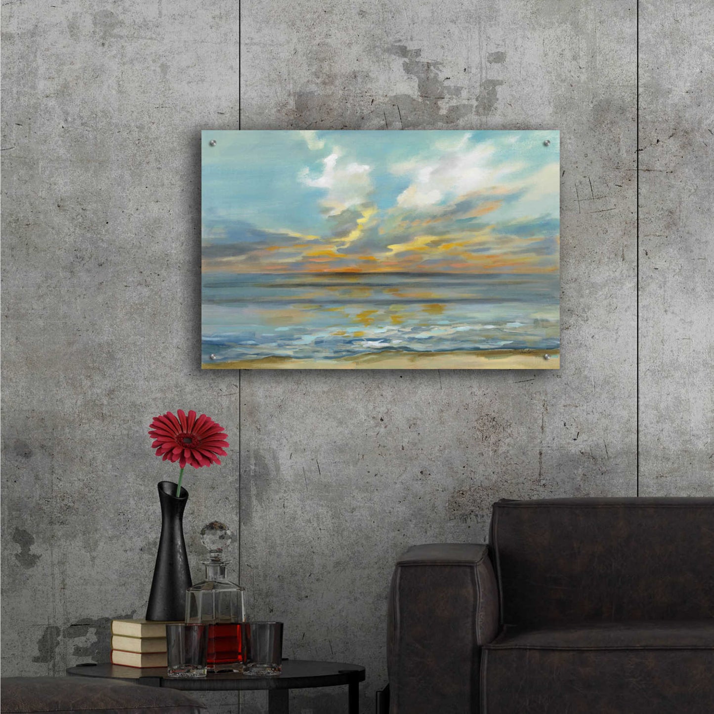 Epic Art 'Rhythmic Sunset Waves' by Silvia Vassileva, Acrylic Glass Wall Art,36x24