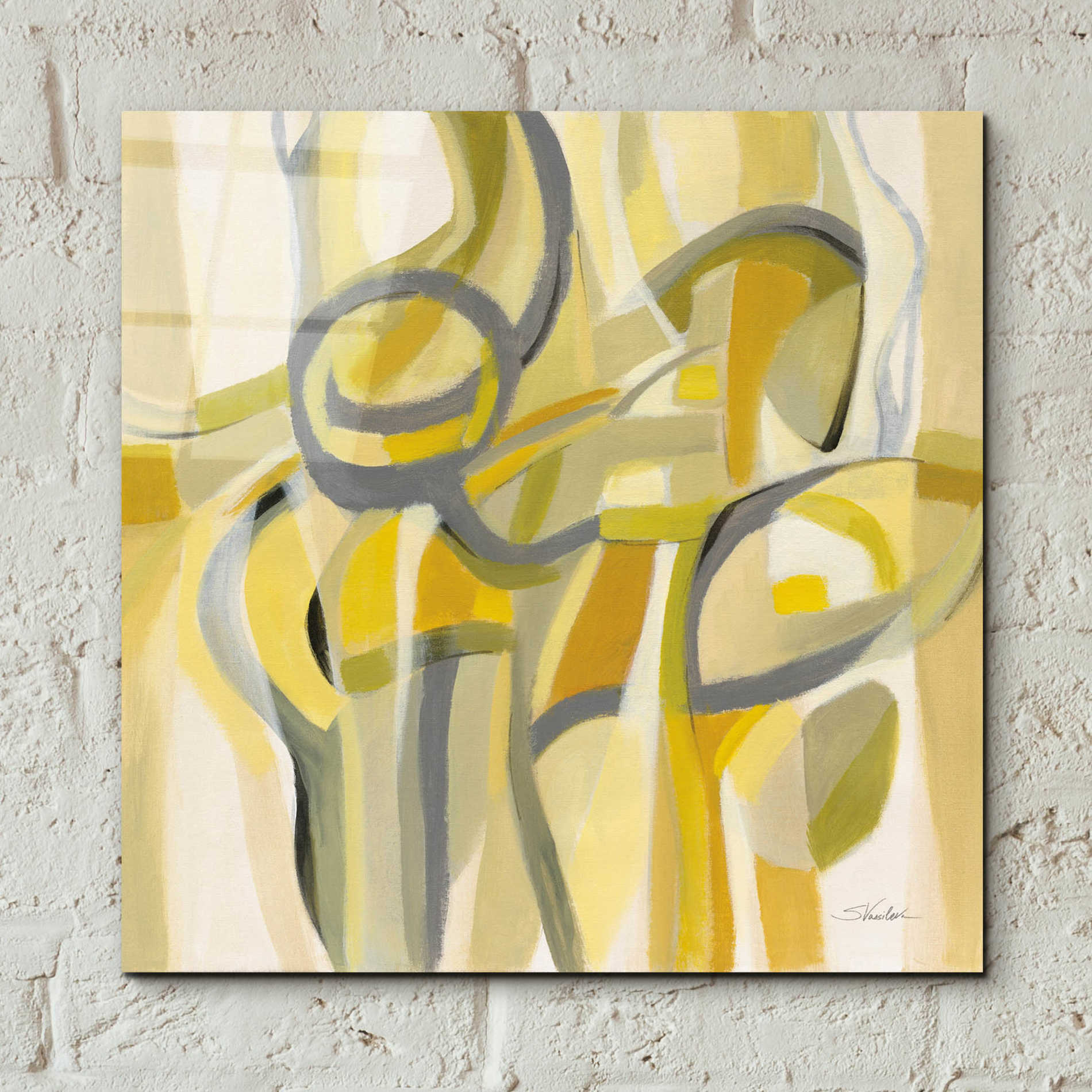 Epic Art 'Mid Mod Yellow' by Silvia Vassileva, Acrylic Glass Wall Art,12x12