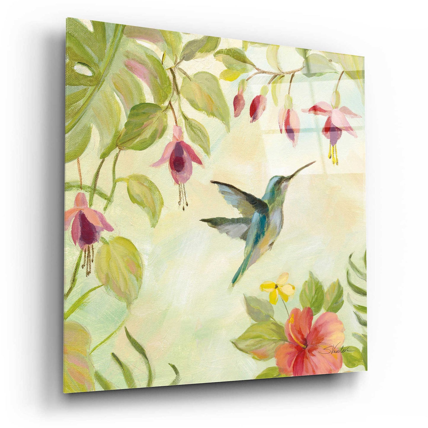 Epic Art 'Hummingbirds Song II' by Silvia Vassileva, Acrylic Glass Wall Art,12x12