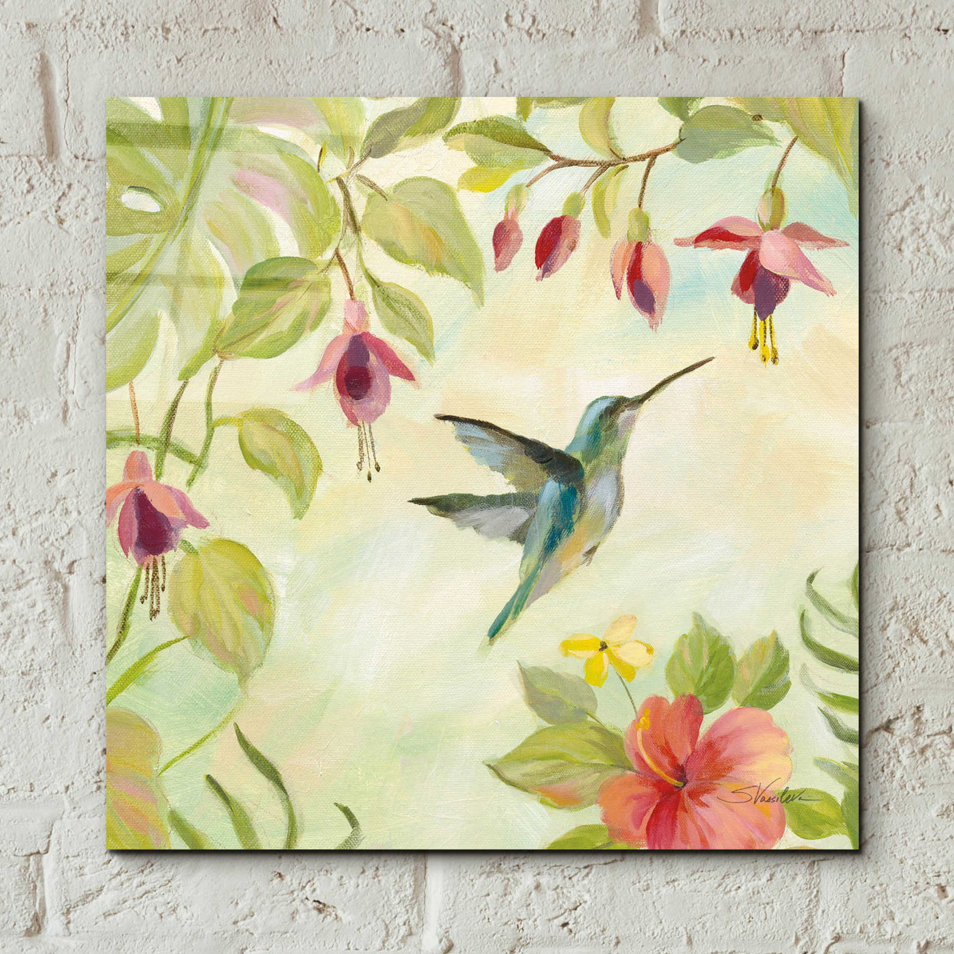 Epic Art 'Hummingbirds Song II' by Silvia Vassileva, Acrylic Glass Wall Art,12x12