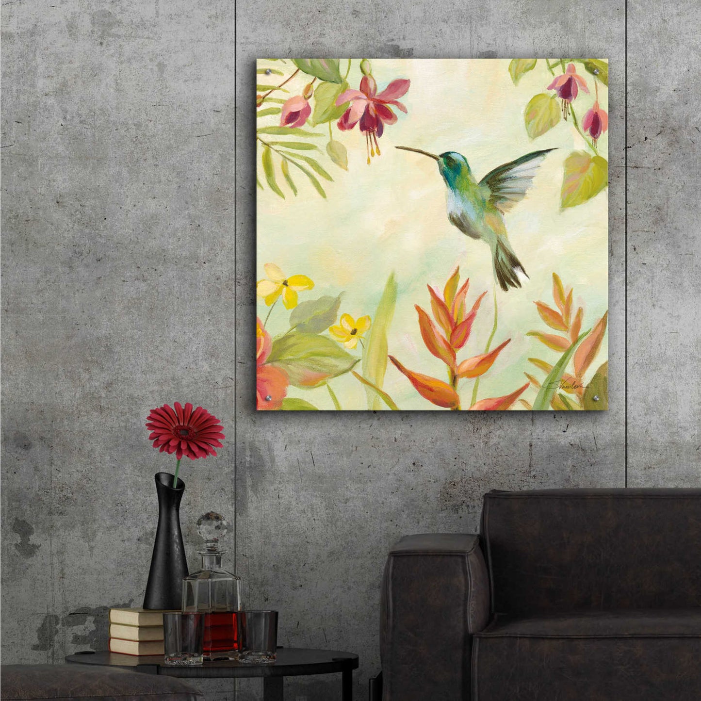 Epic Art 'Hummingbirds Song III' by Silvia Vassileva, Acrylic Glass Wall Art,36x36