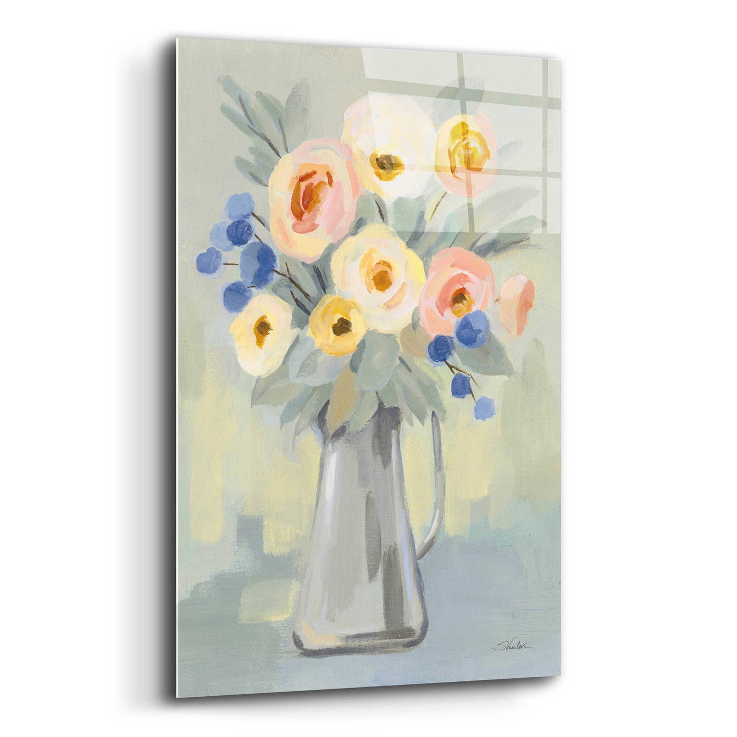 Epic Art 'Pale Flowers on Sage' by Silvia Vassileva, Acrylic Glass Wall Art,12x16