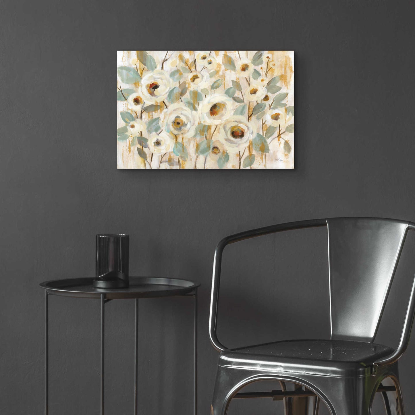 Epic Art 'White Gold and Sage Floral' by Silvia Vassileva, Acrylic Glass Wall Art,24x16