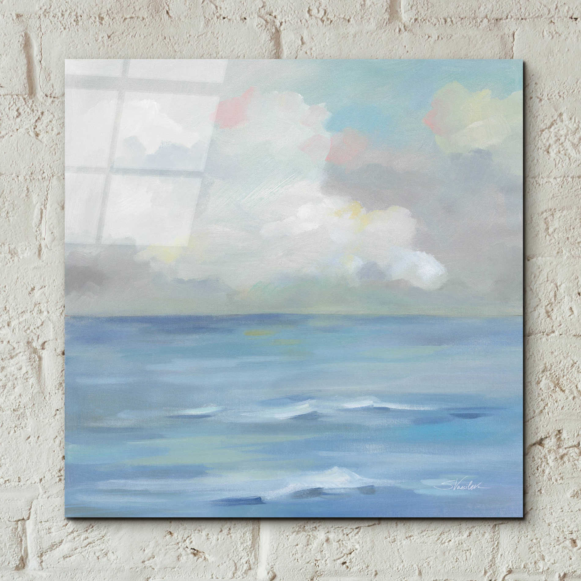 Epic Art 'Morning Seaside Clouds' by Silvia Vassileva, Acrylic Glass Wall Art,12x12