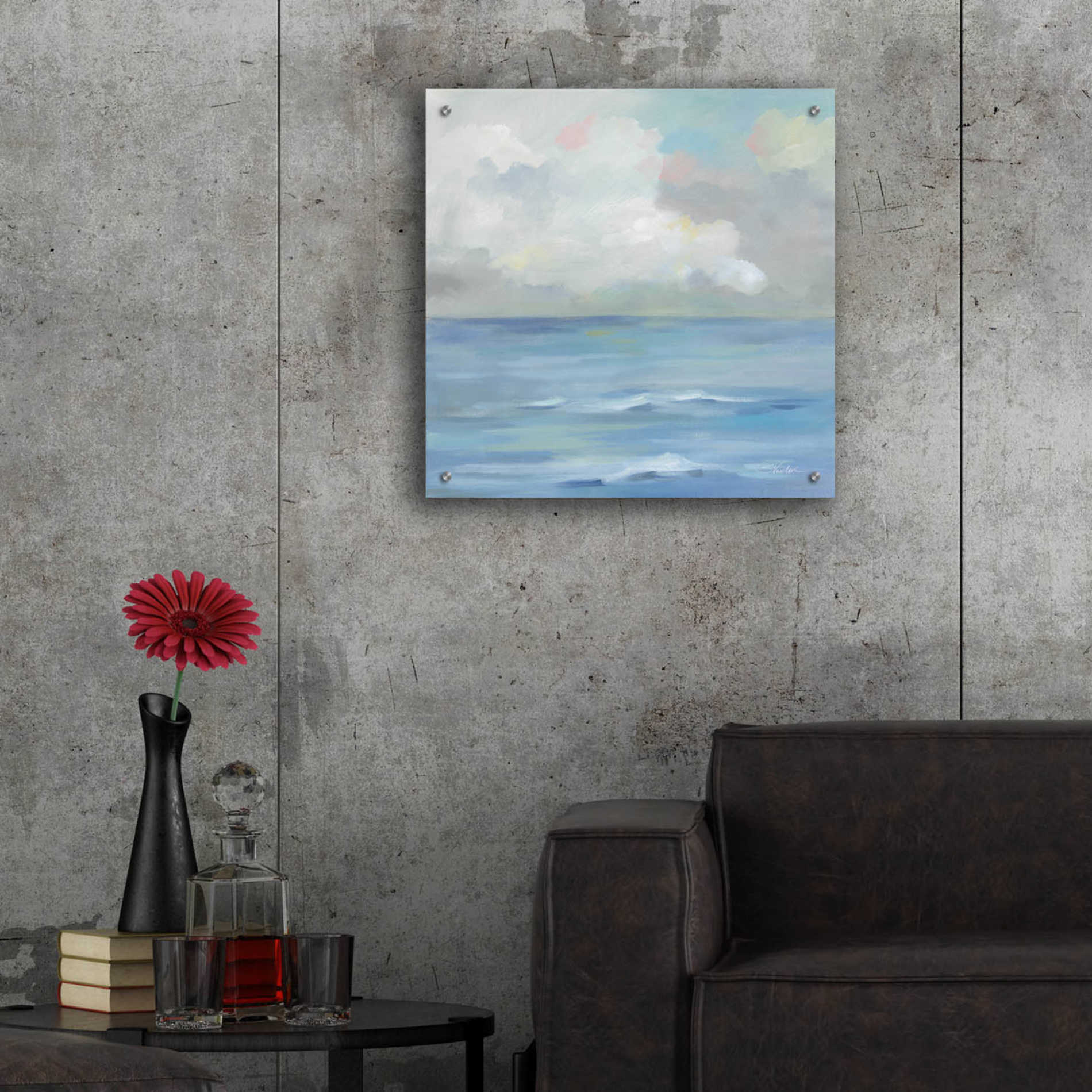 Epic Art 'Morning Seaside Clouds' by Silvia Vassileva, Acrylic Glass Wall Art,24x24