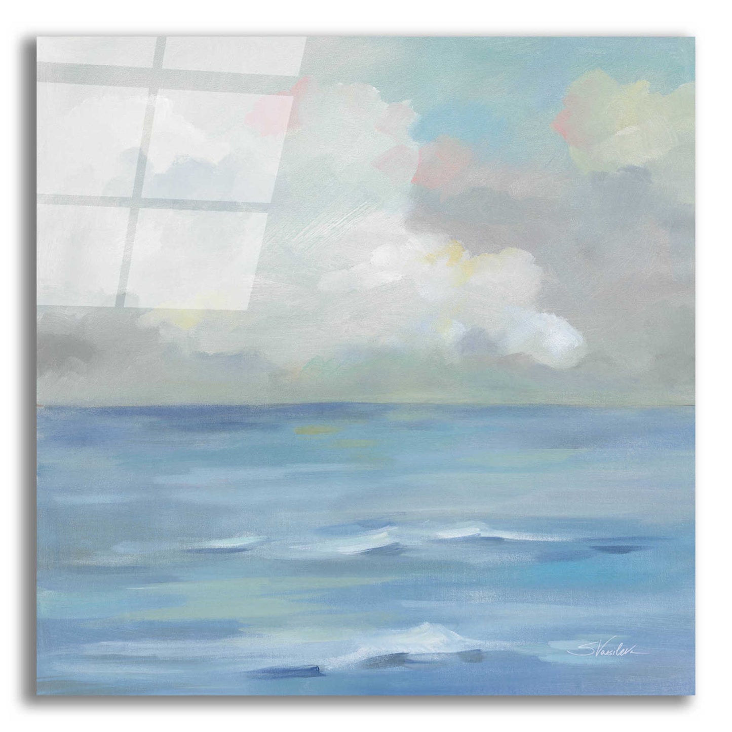 Epic Art 'Morning Seaside Clouds' by Silvia Vassileva, Acrylic Glass Wall Art,12x12x1.1x0,18x18x1.1x0,26x26x1.74x0,37x37x1.74x0