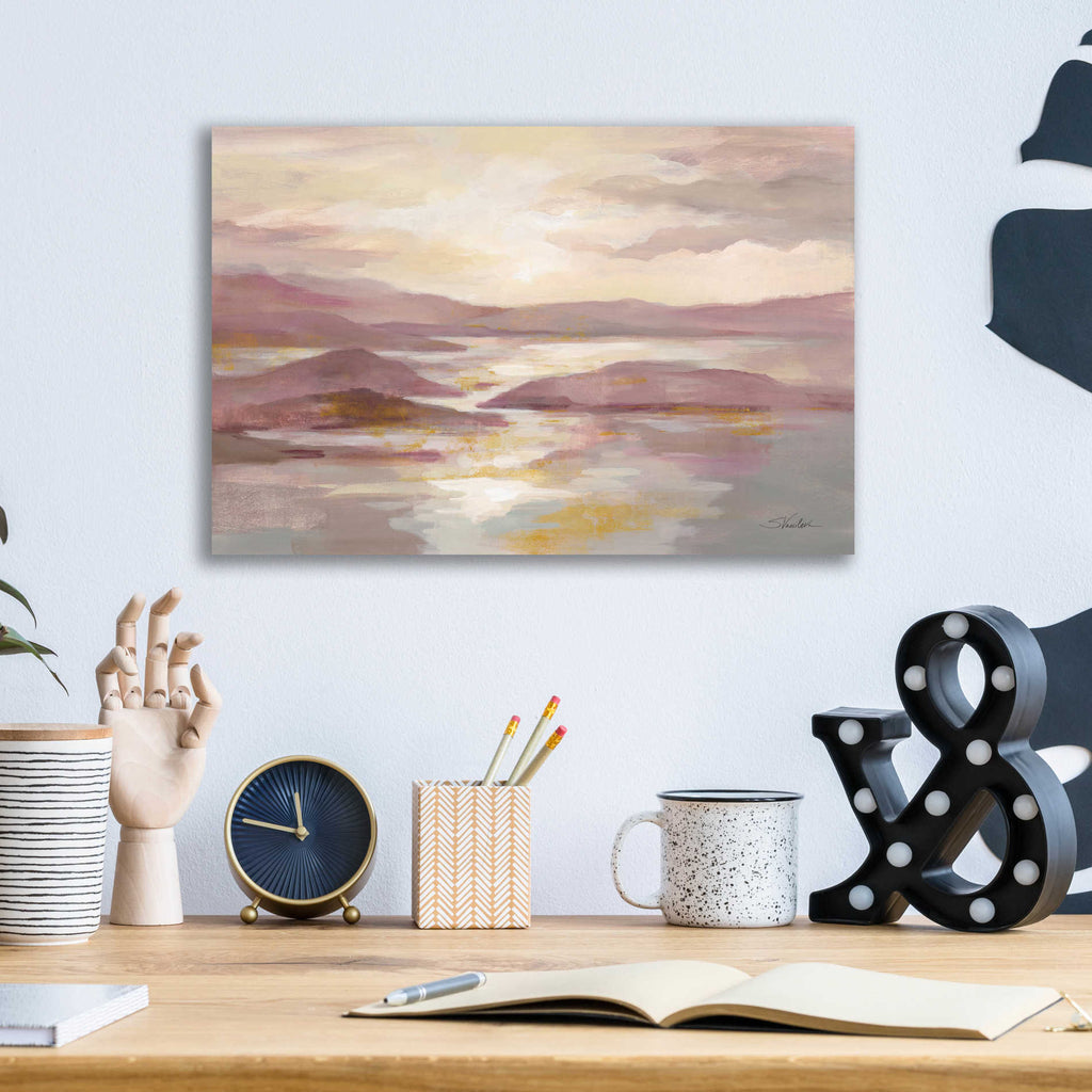 Epic Art 'Pink and Gold Landscape' by Silvia Vassileva, Acrylic Glass Wall Art,16x12