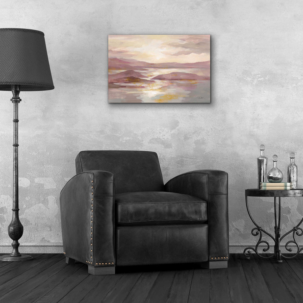 Epic Art 'Pink and Gold Landscape' by Silvia Vassileva, Acrylic Glass Wall Art,24x16