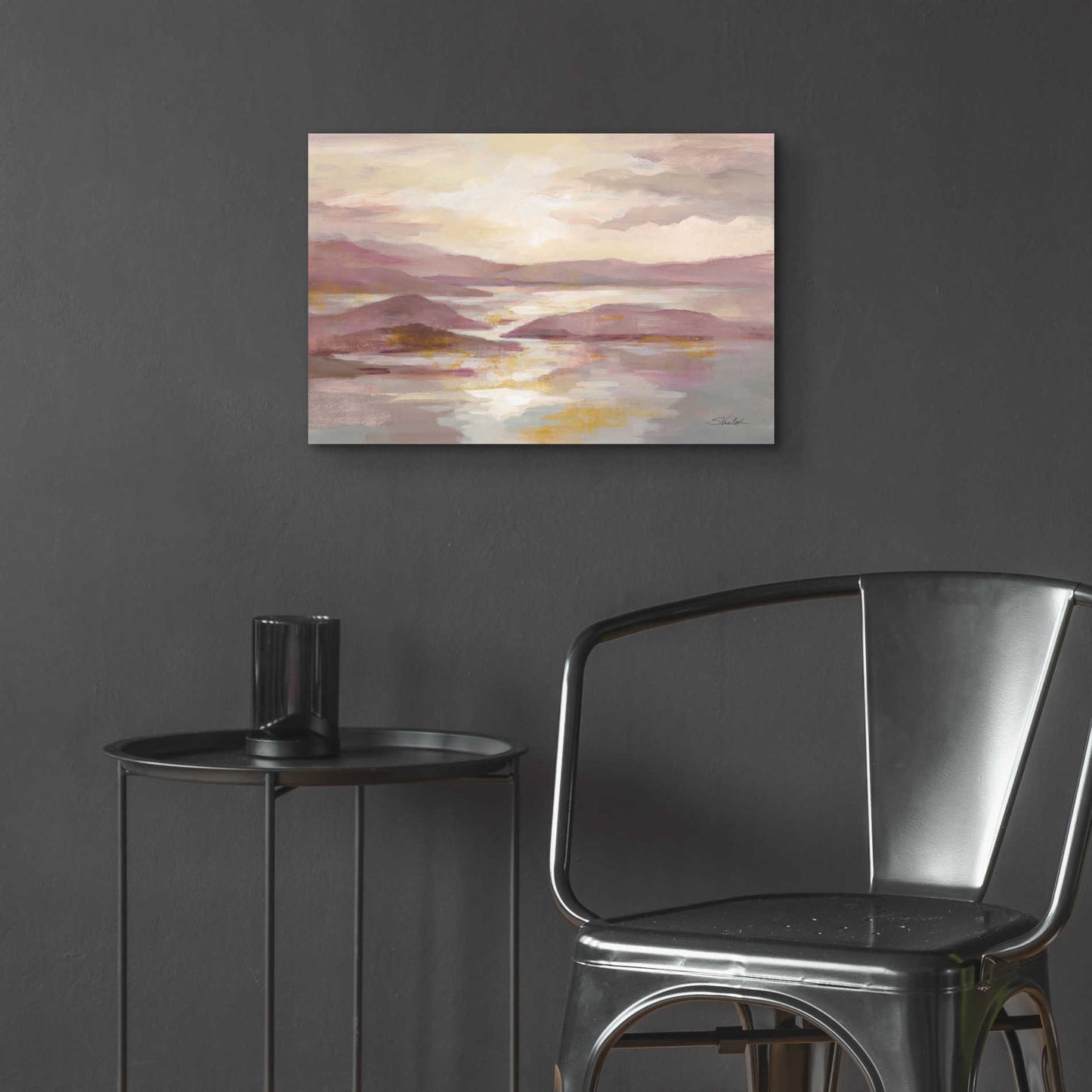 Epic Art 'Pink and Gold Landscape' by Silvia Vassileva, Acrylic Glass Wall Art,24x16