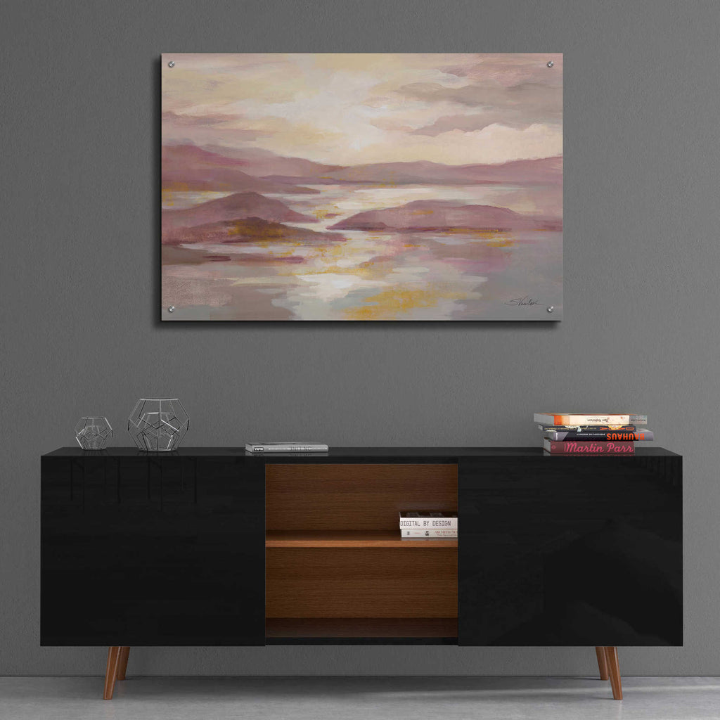 Epic Art 'Pink and Gold Landscape' by Silvia Vassileva, Acrylic Glass Wall Art,36x24